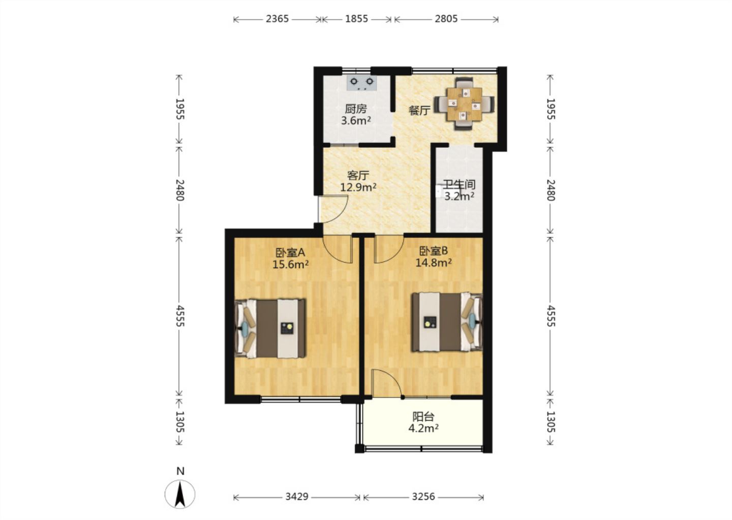 城南新村(崇川区) 2室1厅1卫 62m&sup2;