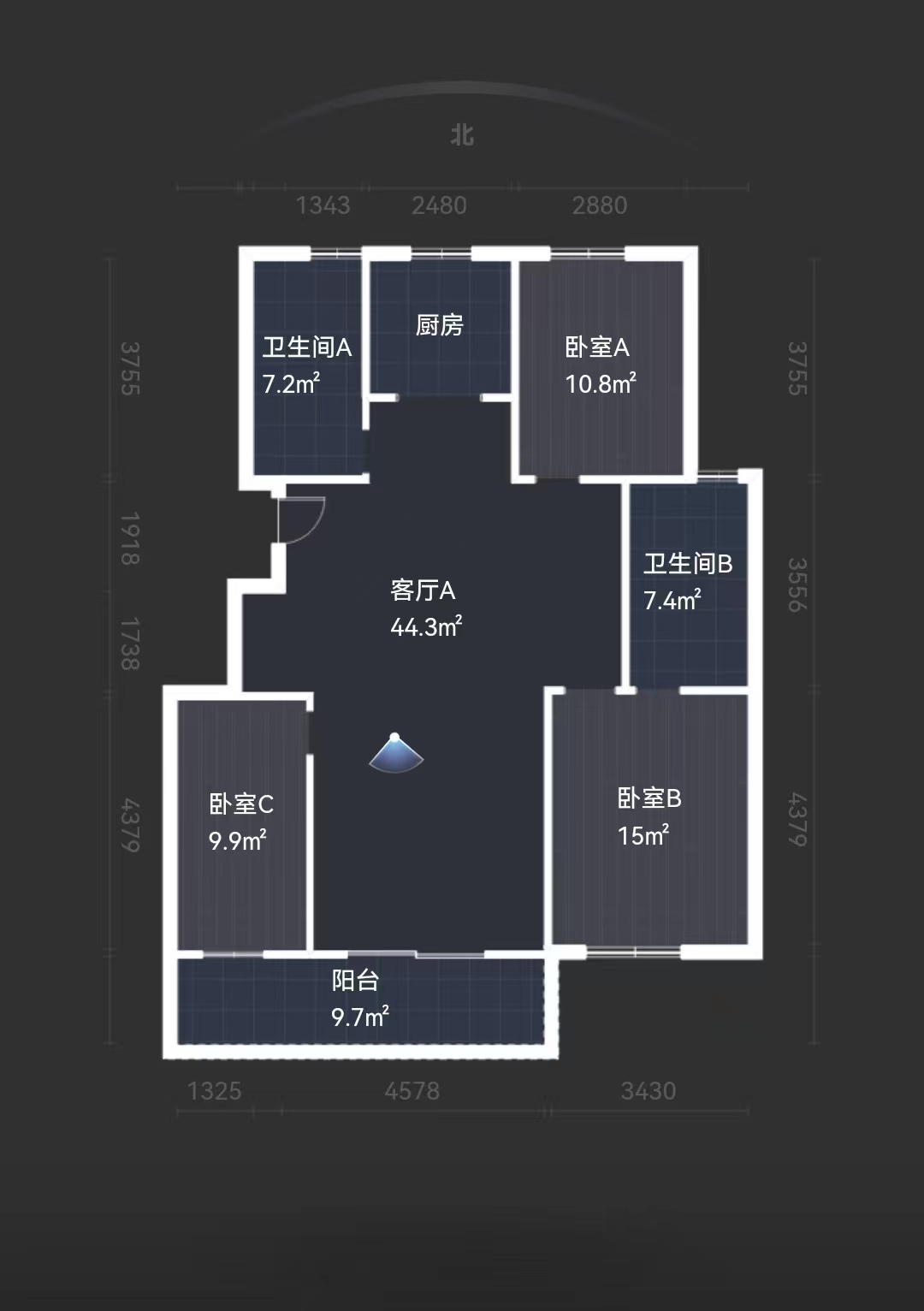 果园名居 3室2厅1卫 126m&sup2;