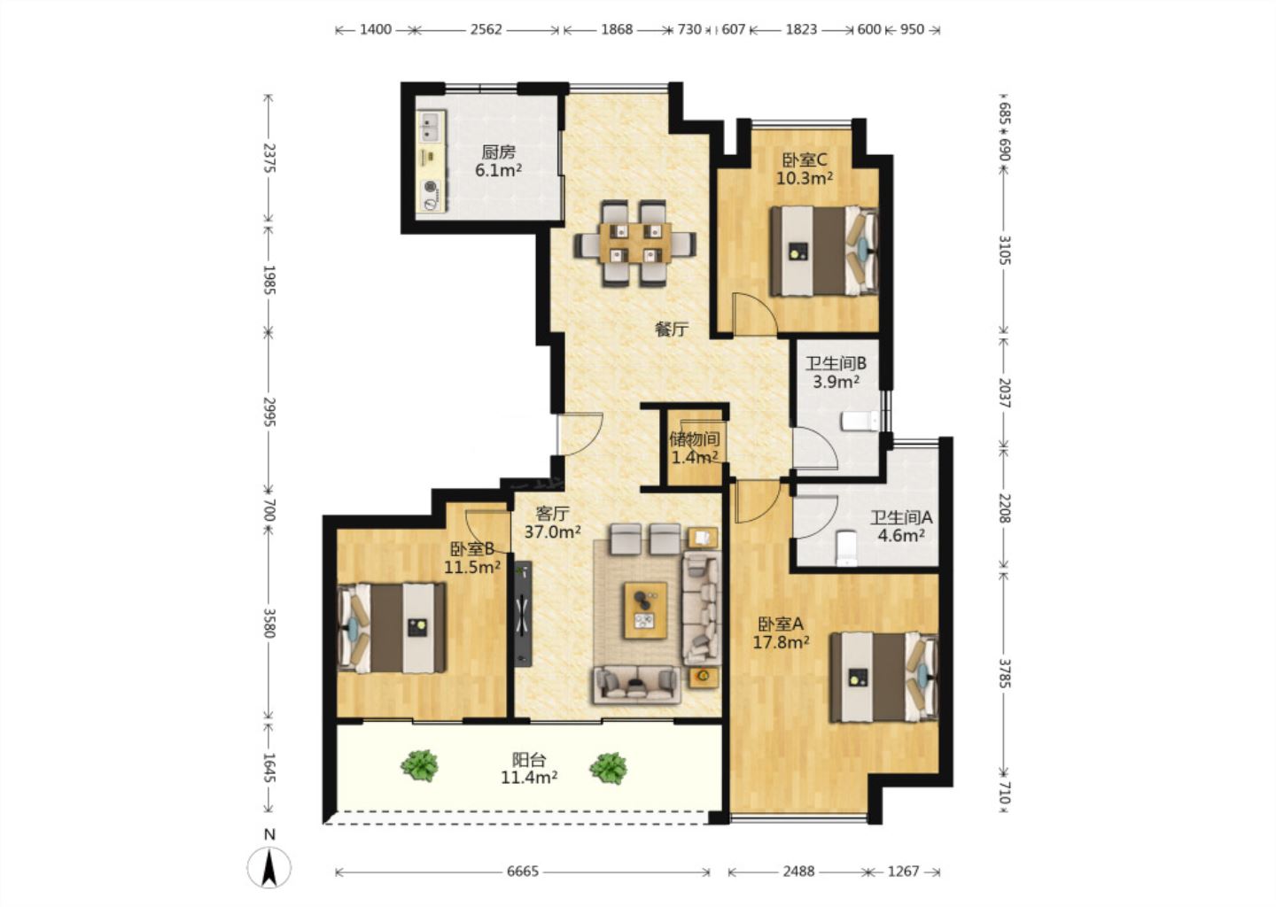绿城&middot;诚园 4室2厅2卫 316m&sup2;