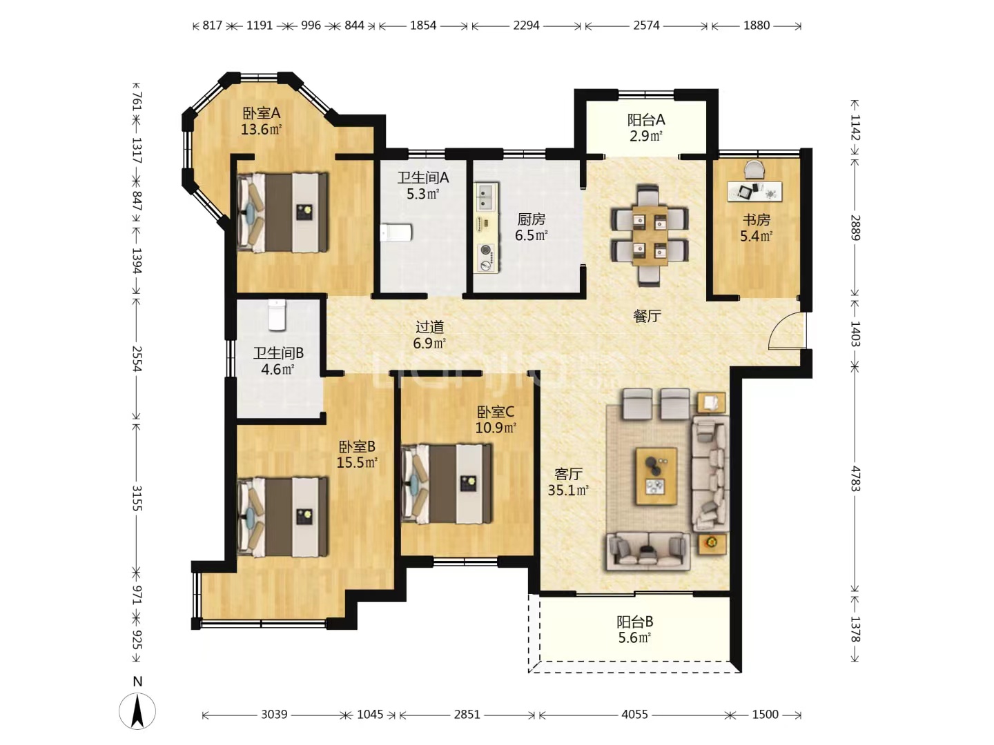 湖滨华庭 4室2厅2卫 143.81m&sup2;