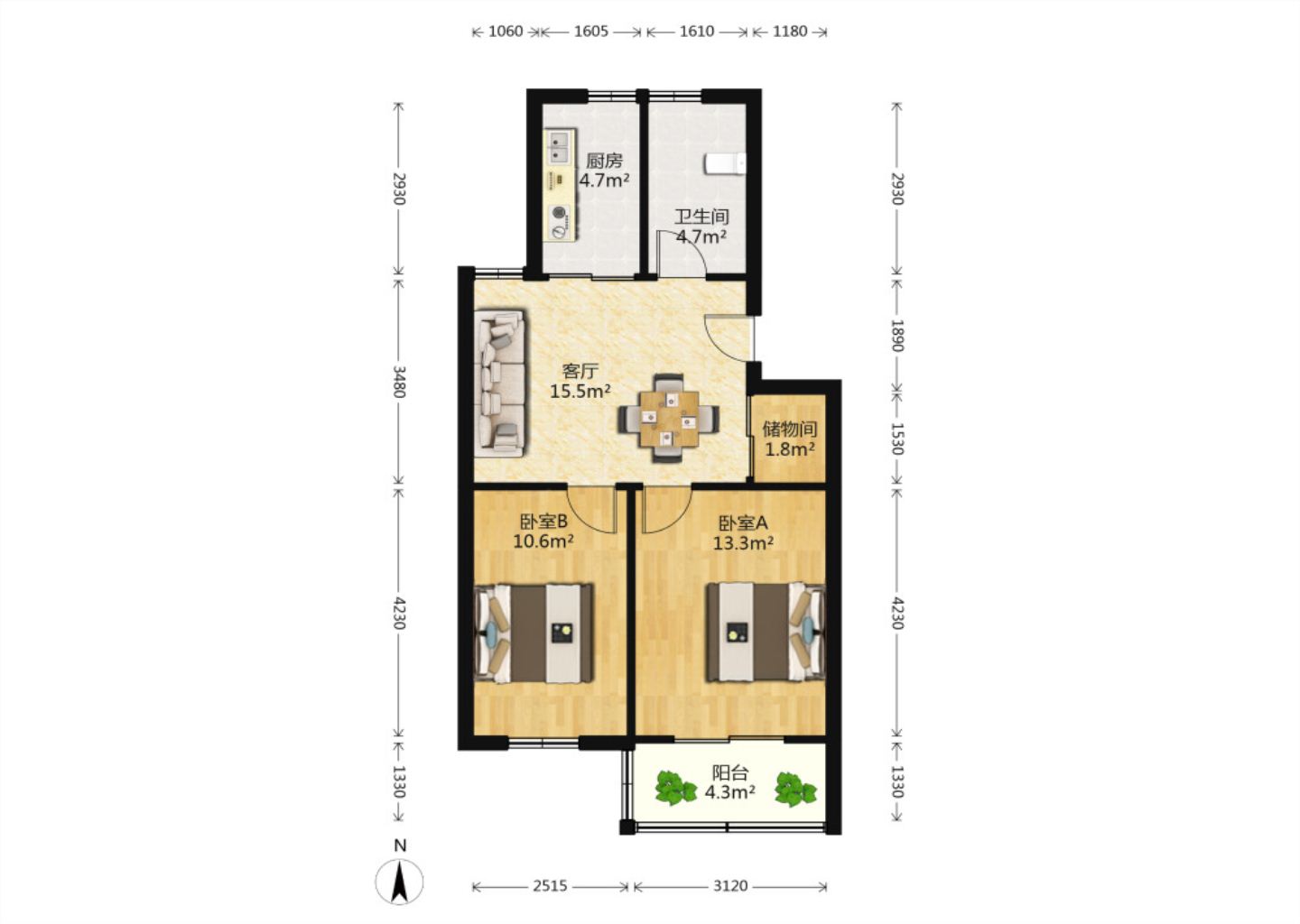 怡园新村 2室1厅1卫 71.00m&sup2;
