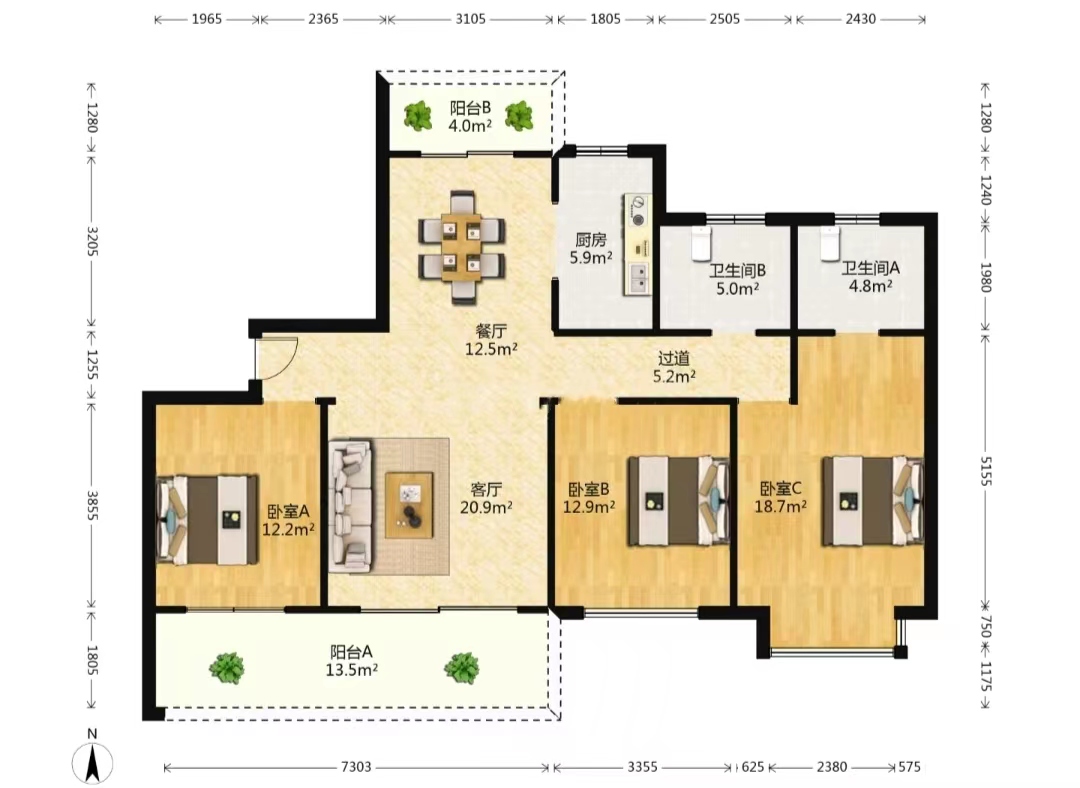 国城璟府 3室2厅2卫 143m&sup2;