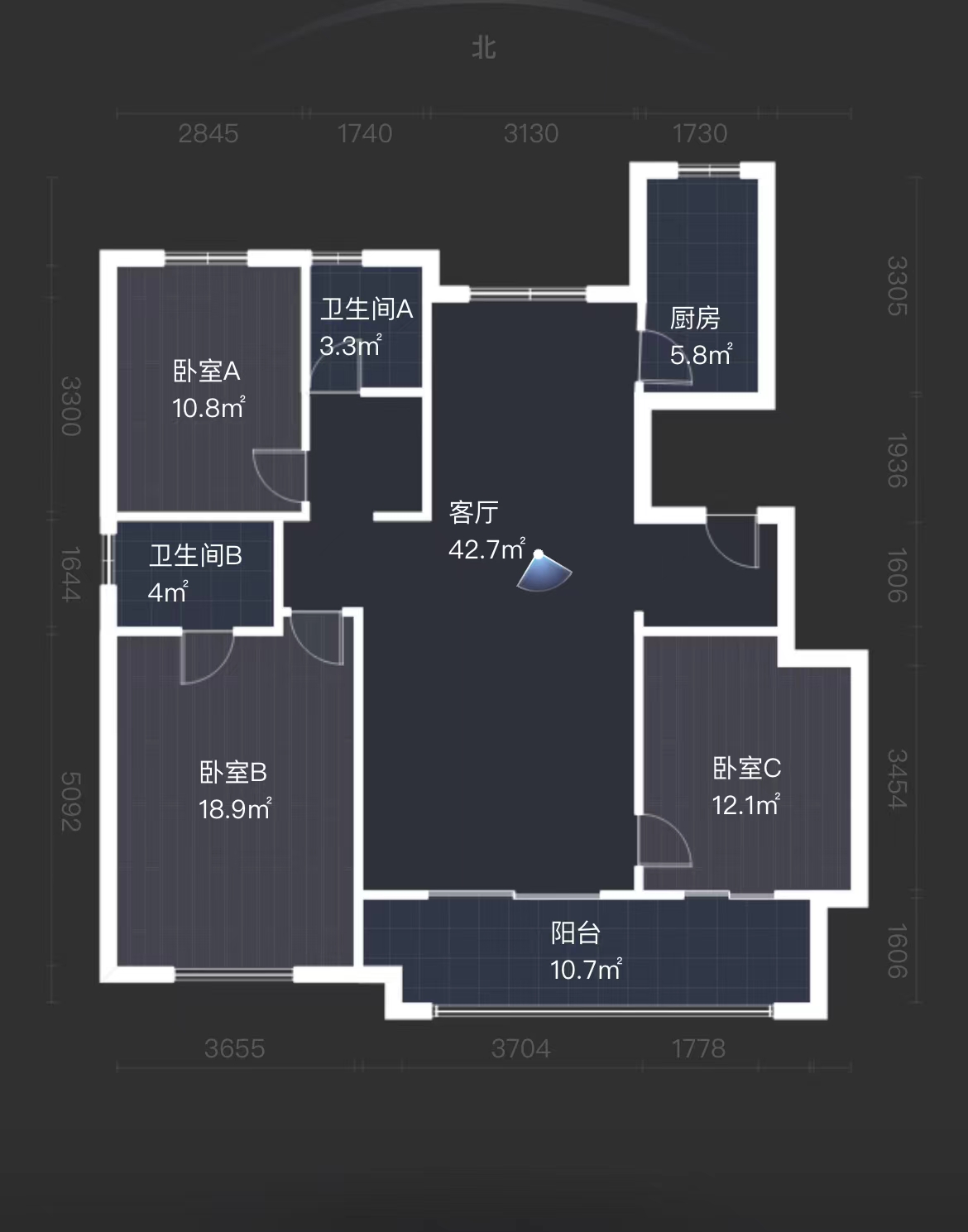 中南万科大都会 3室2厅2卫 132m&sup2;