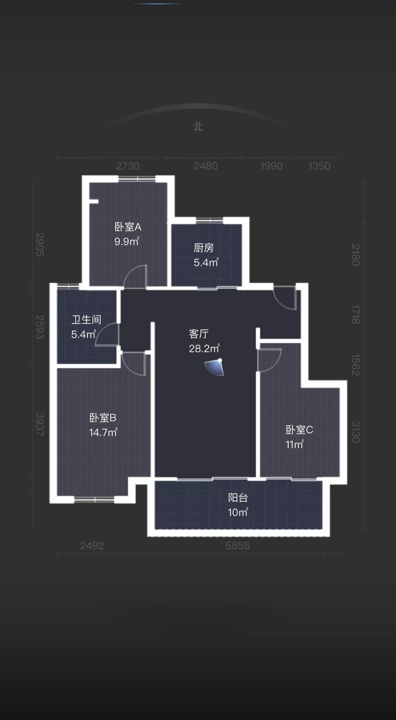 万科时代之光 3室2厅1卫 93.00m&sup2;