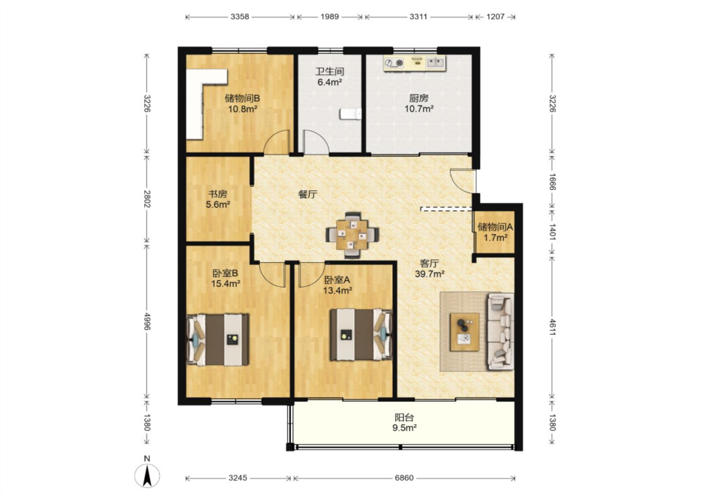 永和佳苑北区 2室2厅1卫 134m&sup2;