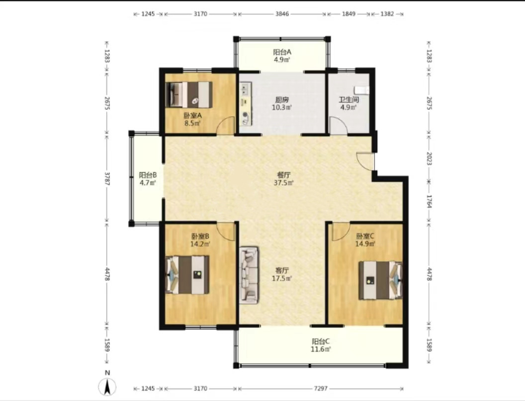 五山公寓 5室3厅2卫 142.76m&sup2;