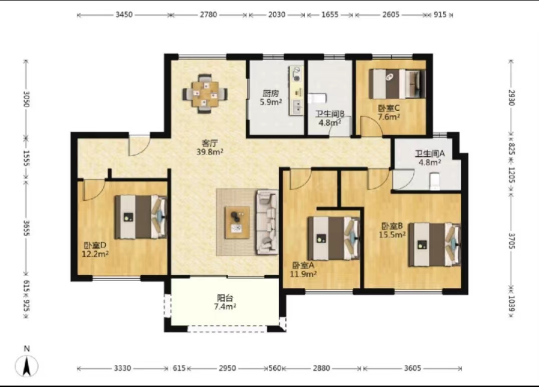 中海铂樾府 3室2厅2卫 143.00m&sup2;