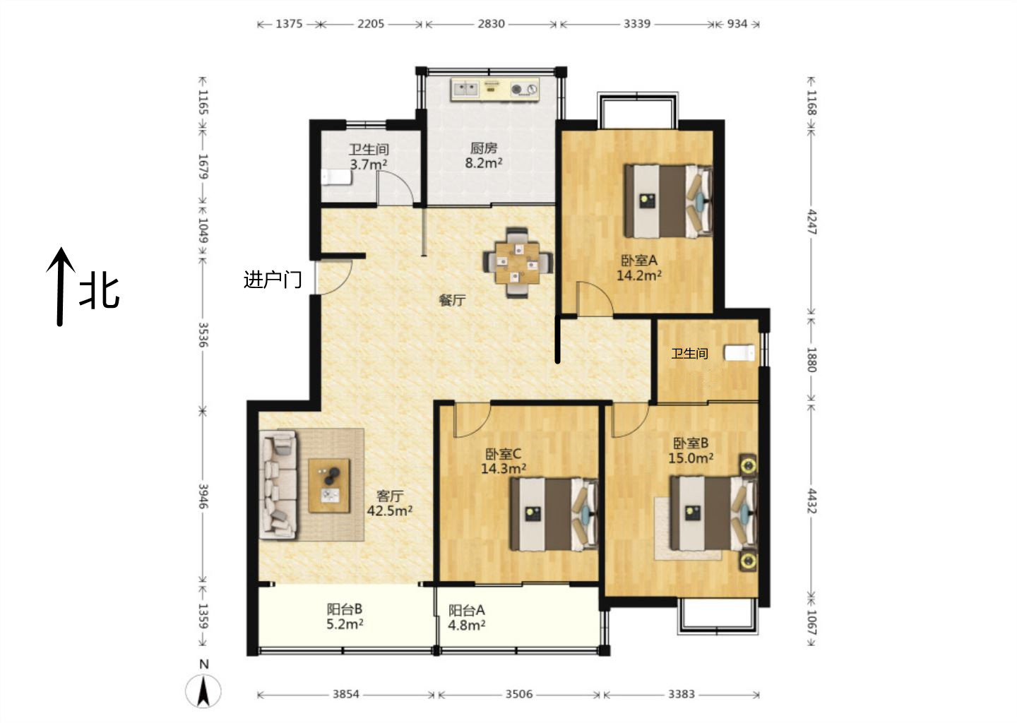 春晖花园 3室2厅2卫 138m&sup2;