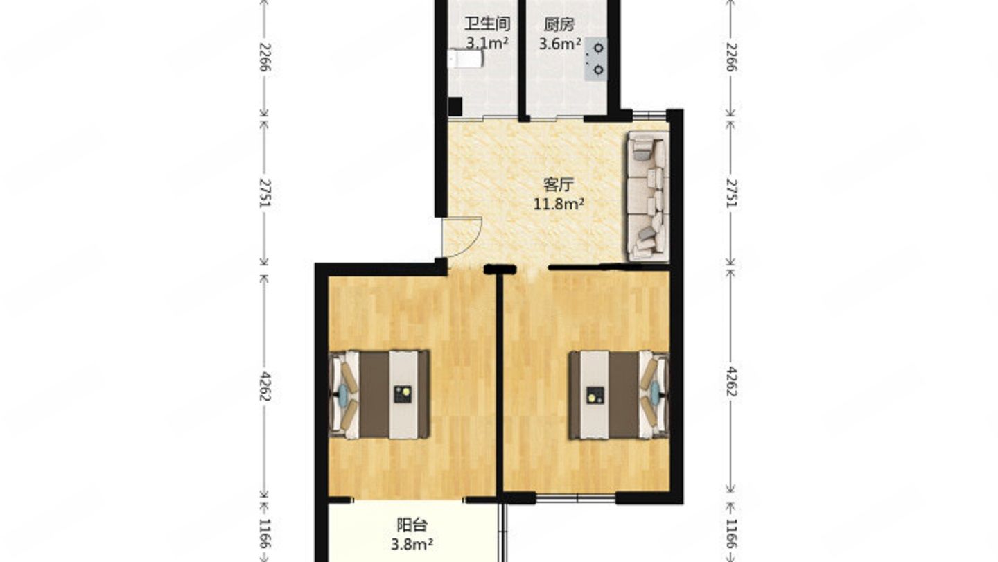星通花园 2室1厅1卫 75m&sup2;