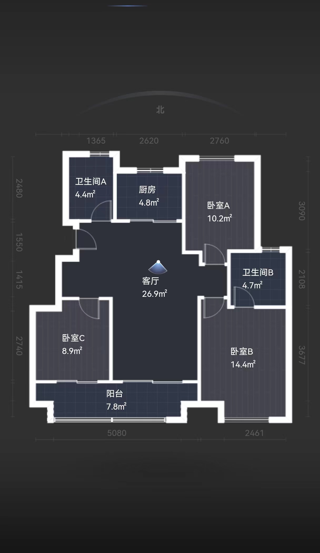 华禧铭苑 3室2厅1卫 100m&sup2;