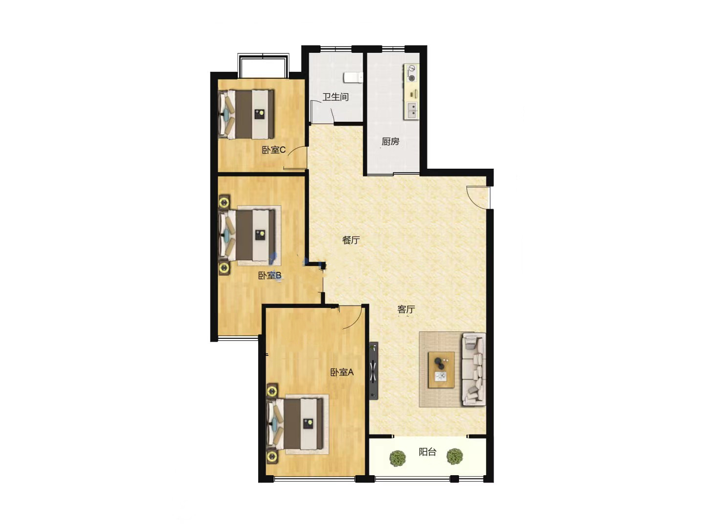 东景新城 3室2厅1卫 143.50m&sup2;
