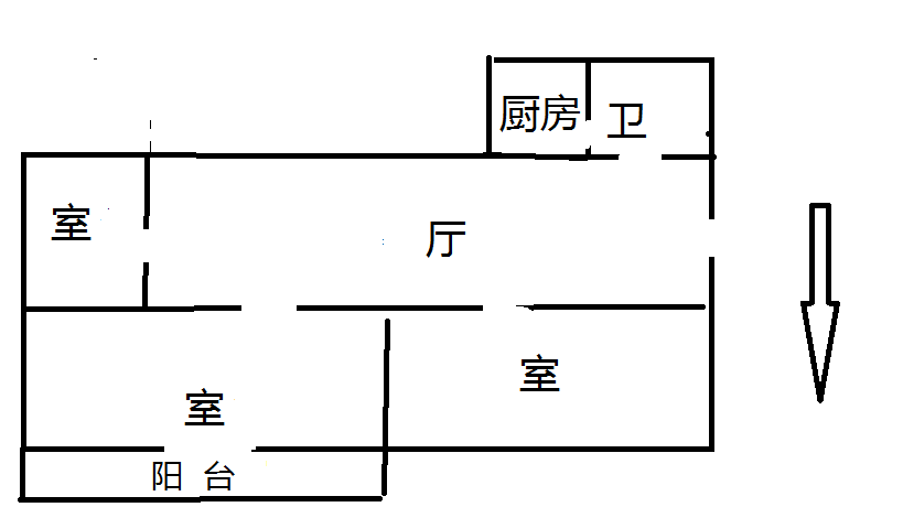 花园角 2室1厅1卫 60.00m&sup2;