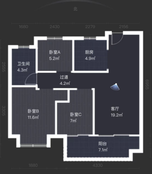 绿地江海图 3室2厅1卫 89m&sup2;