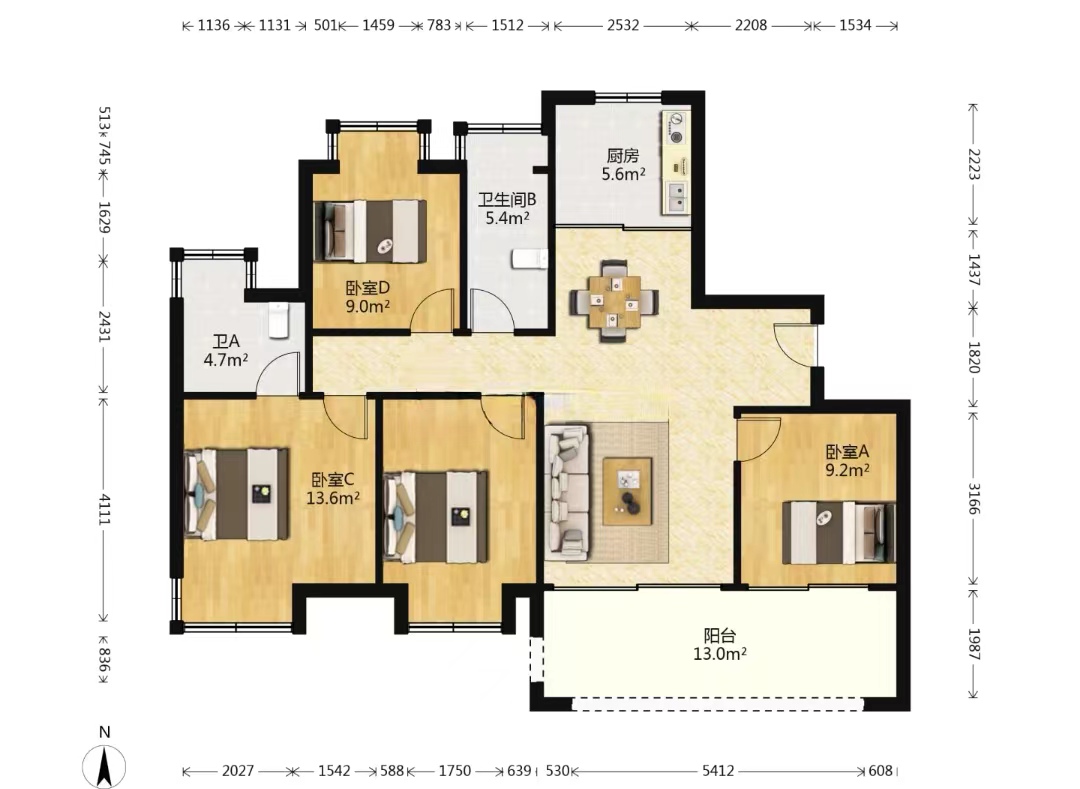 远创宸樾 4室2厅2卫 121m&sup2;
