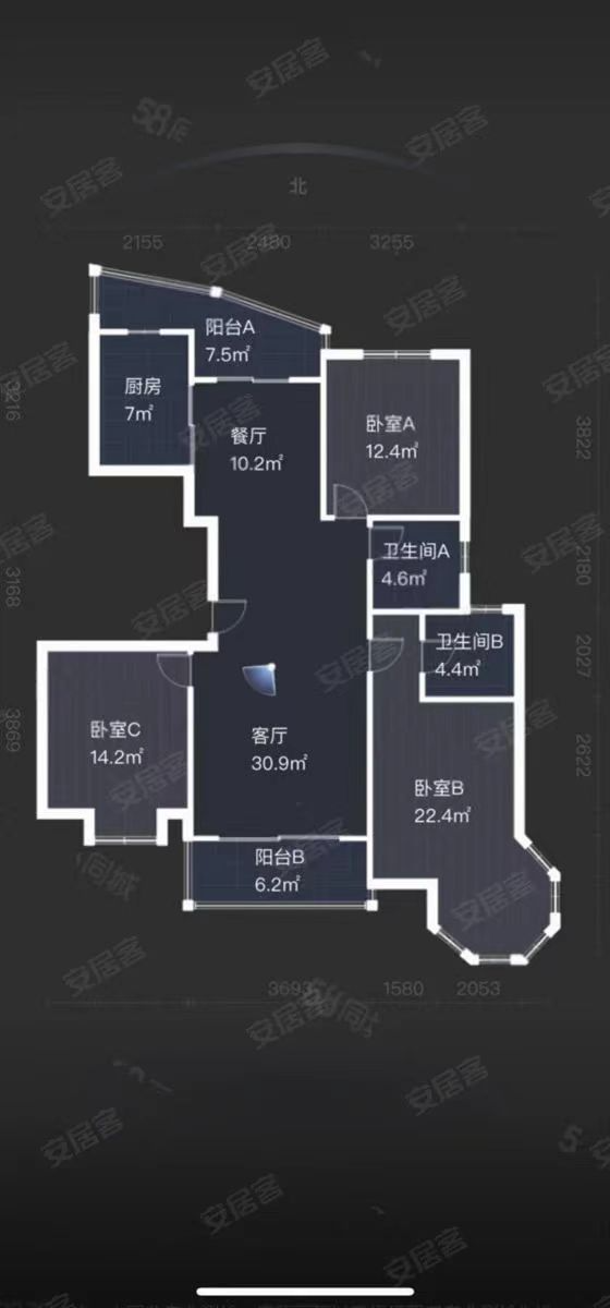 江海皇都私家花园 4室2厅2卫 146.00m&sup2;