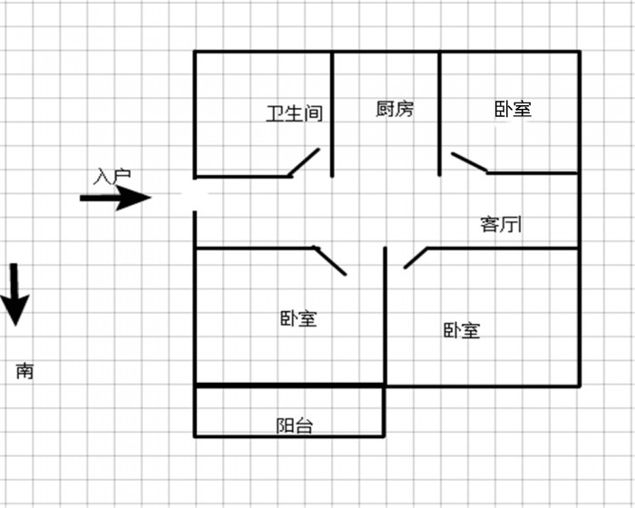 五山家园 3室1厅1卫 90m&sup2;