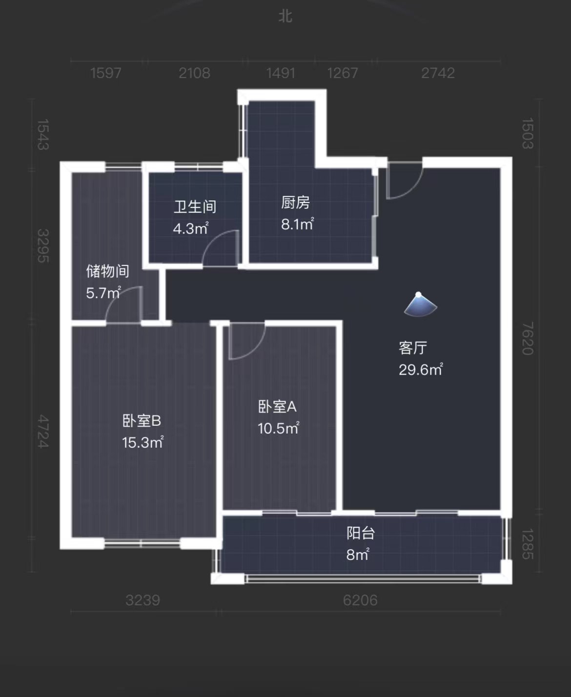 湖滨华庭 2室2厅1卫 91m&sup2;