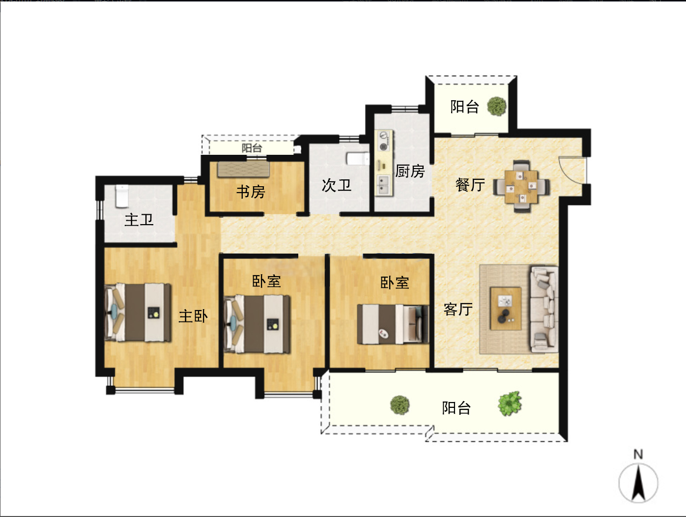 佳源都市 4室2厅2卫 128m&sup2;