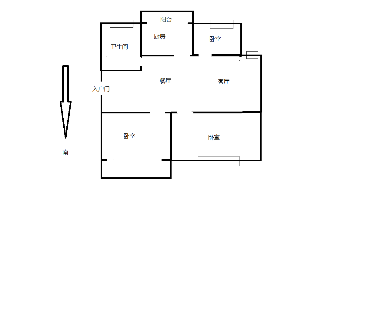 学士府 3室2厅1卫 107m&sup2;