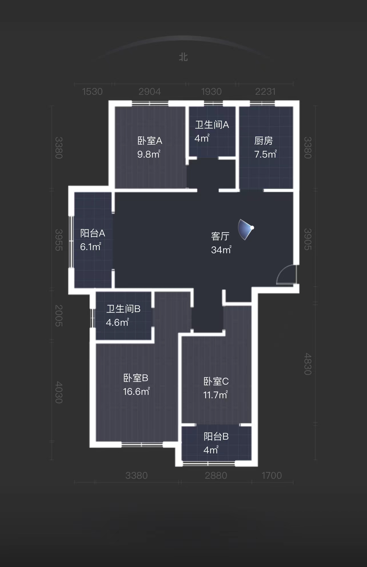 华山花苑六期 3室2厅2卫 125m&sup2;
