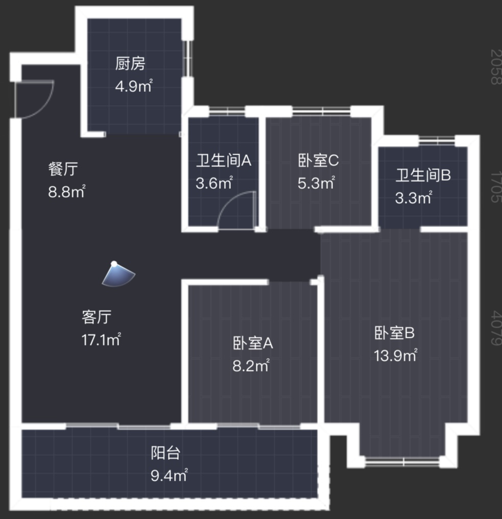 绿地江海图 2室1厅1卫 88m&sup2;