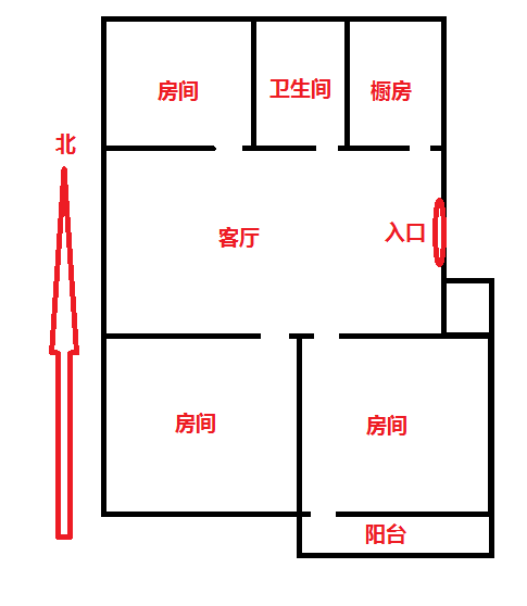 郭里园 3室2厅1卫 98m&sup2;