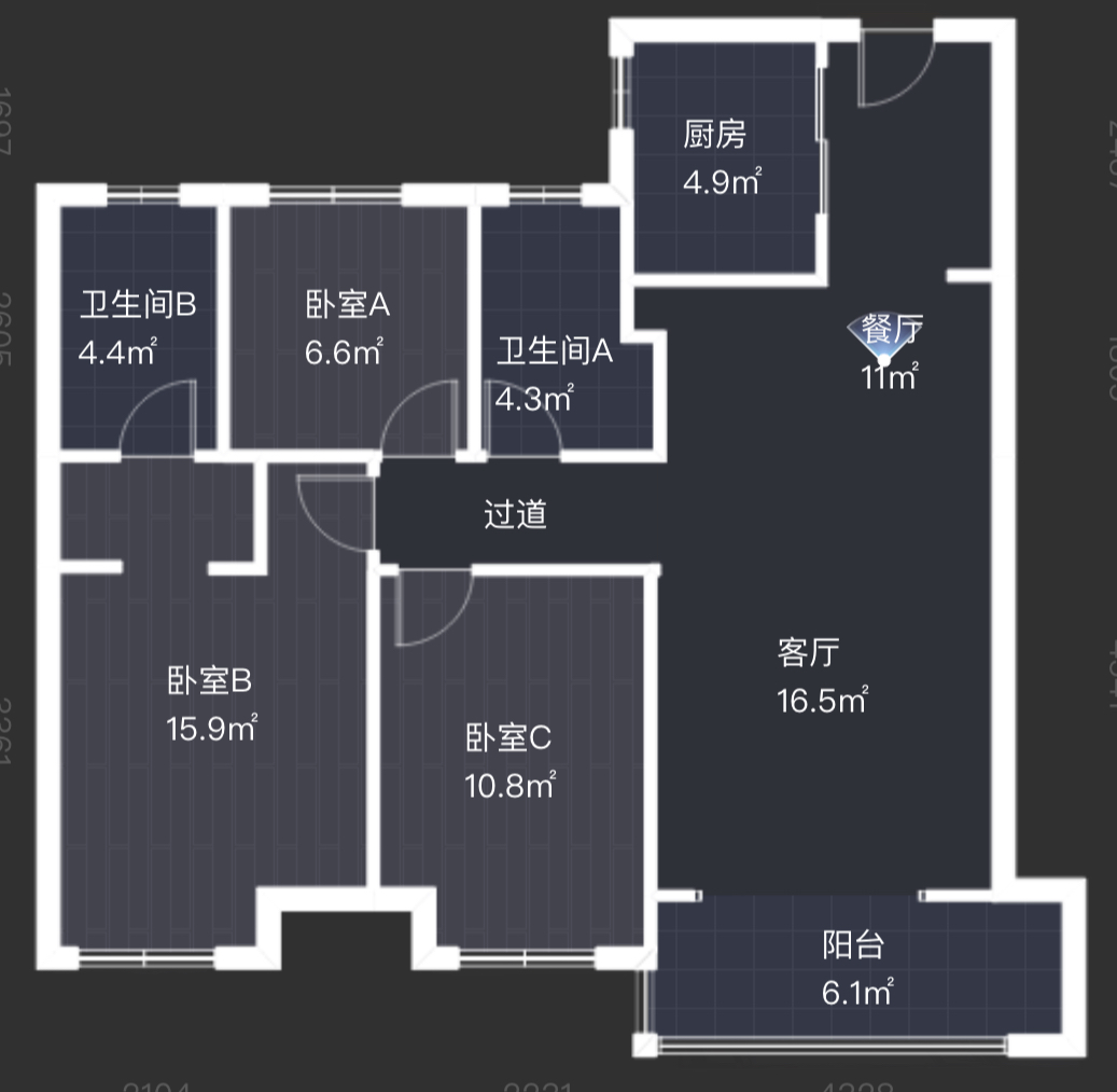 富力院士廷 3室2厅2卫 108.42m&sup2;