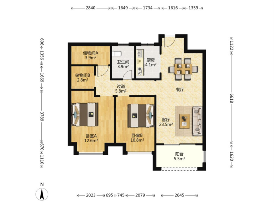 崇川星光域 3室2厅1卫 96m&sup2;