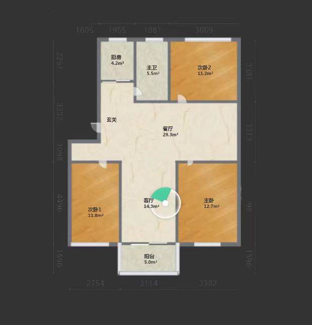 五山家园 3室1厅1卫 117m&sup2;