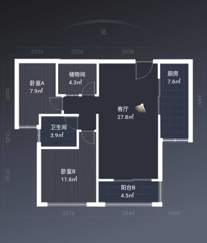 景瑞望府 2室2厅1卫 95m&sup2;