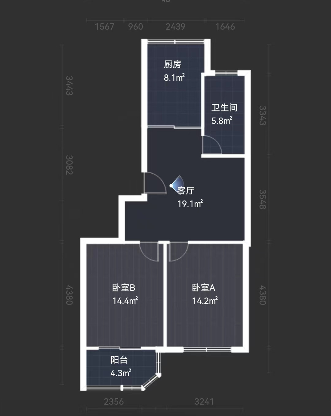天都花苑 2室2厅1卫 78m&sup2;