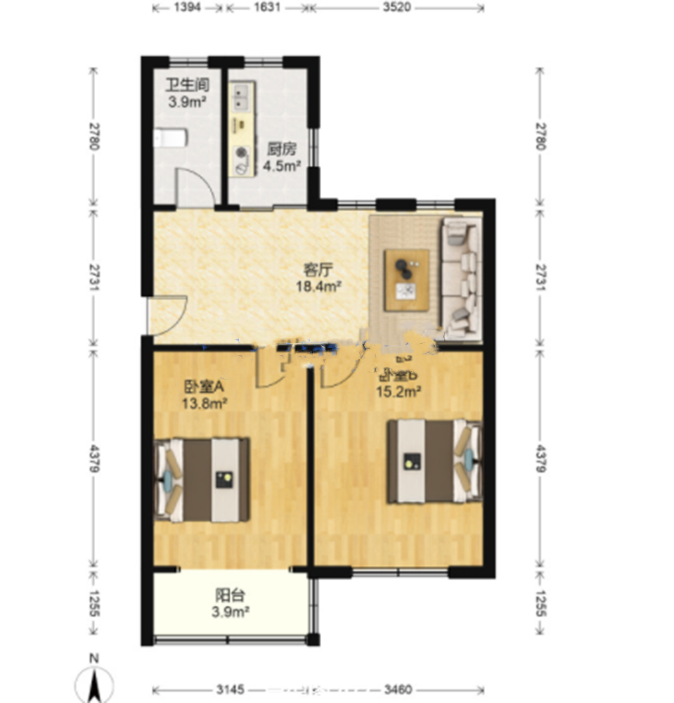 民主新村 3室2厅1卫 75m&sup2;