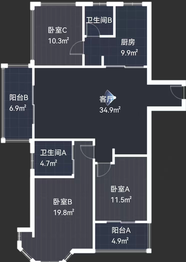水榭花城 3室2厅2卫 124.89m&sup2;