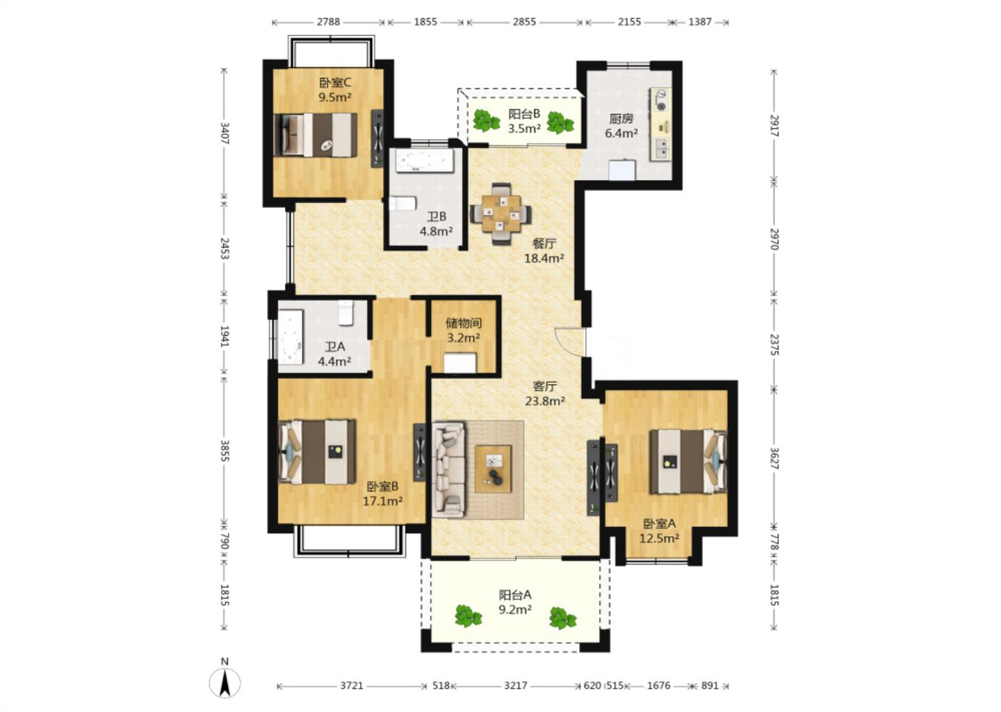 南通1912 4室2厅2卫 145.00m&sup2;