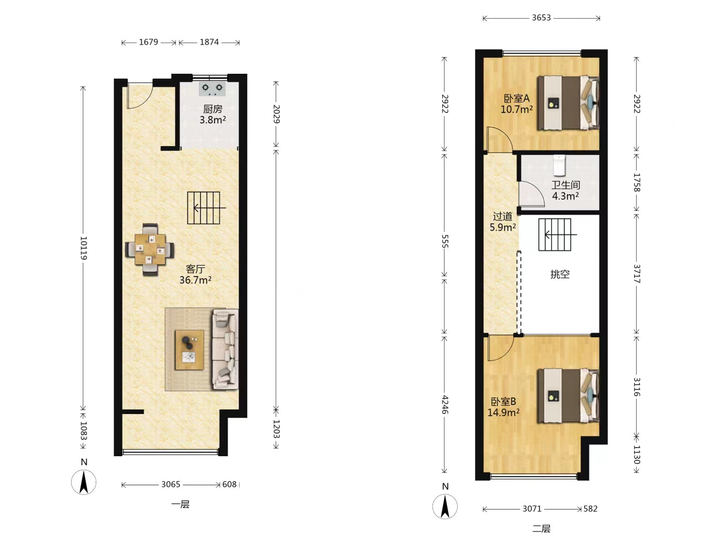 百花大厦 2室2厅1卫 58m&sup2;