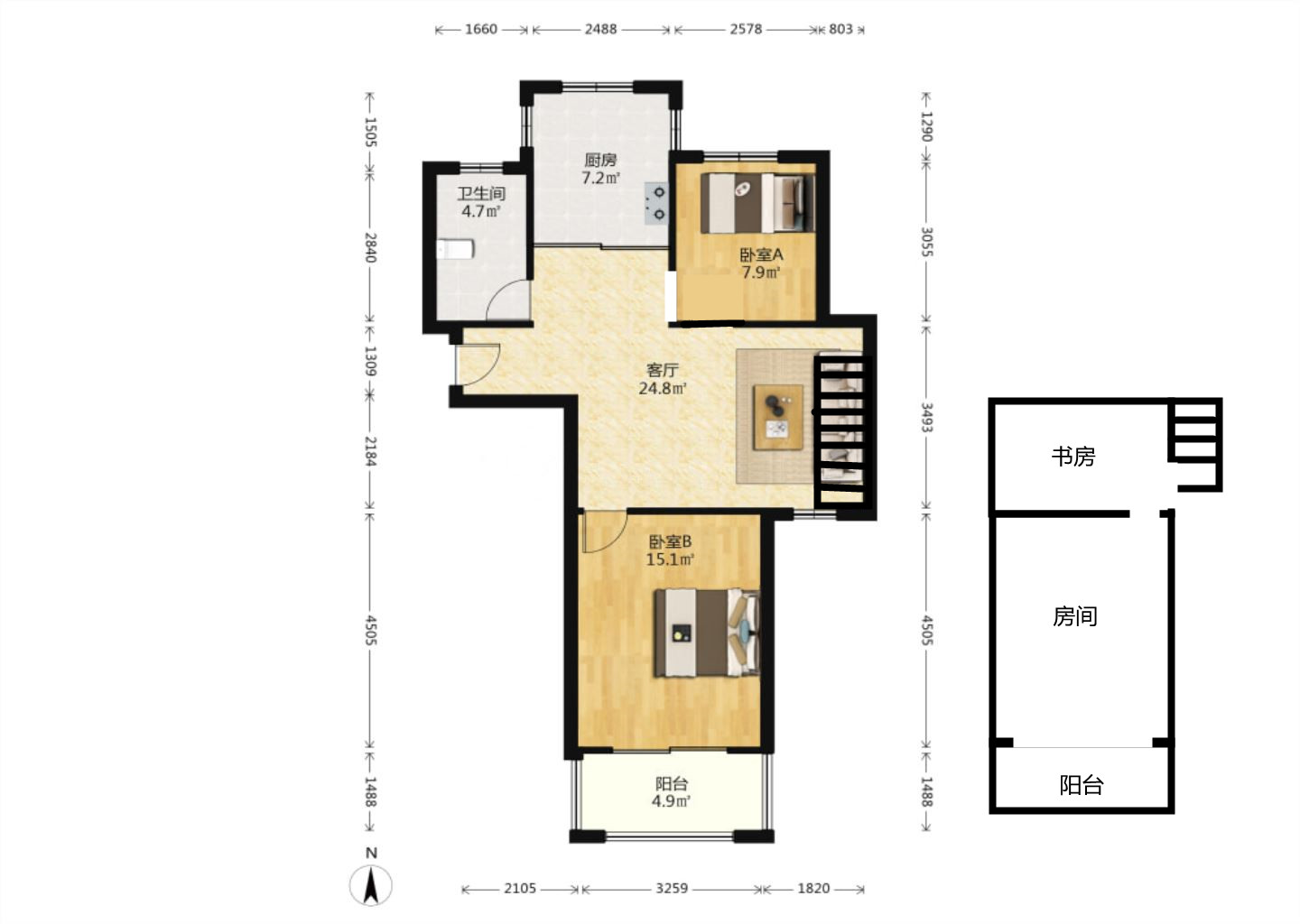 学士府 3室2厅1卫 135.00m&sup2;