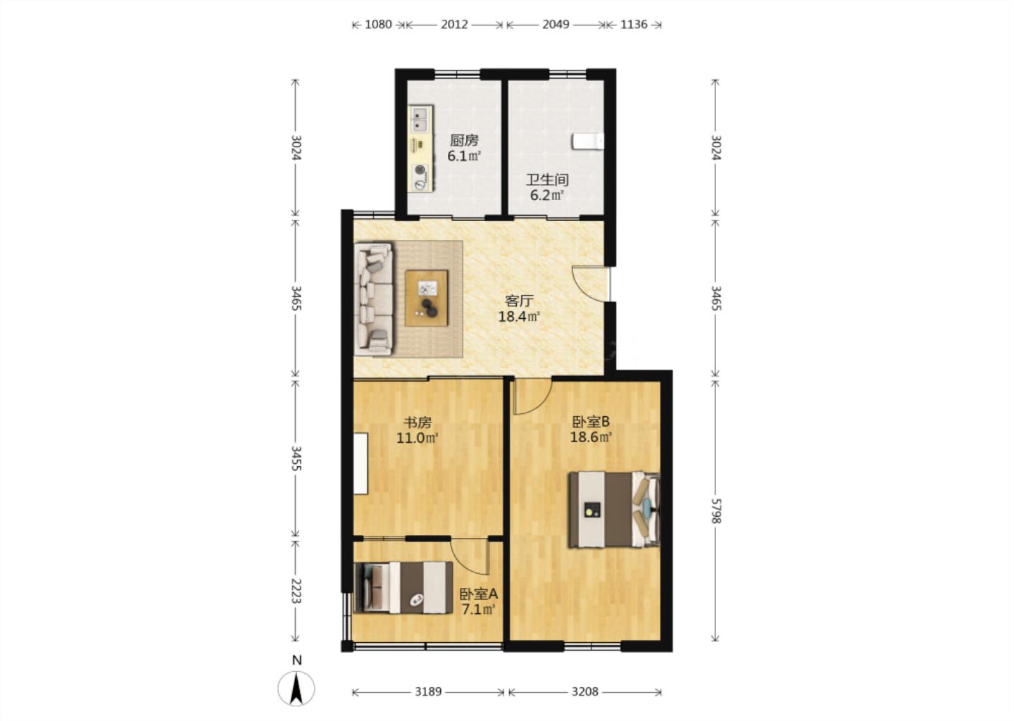 学田南苑 2室2厅1卫 79.23m&sup2;
