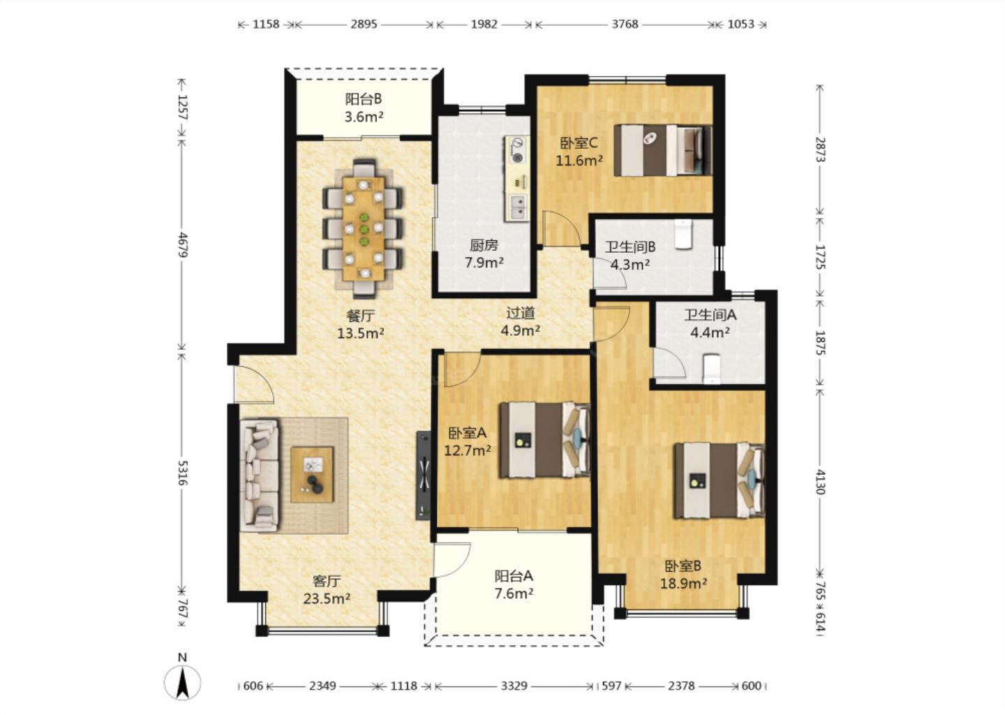 恒大御澜庭 3室2厅2卫 147m&sup2;