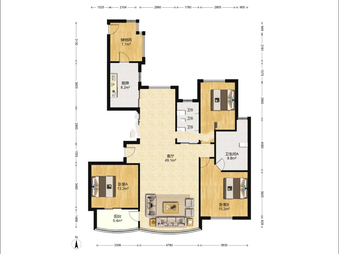 中南世纪花城二期 1室0厅1卫 148m&sup2;