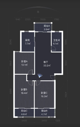 景怡花苑 3室2厅2卫 129m&sup2;