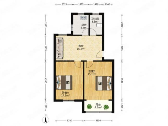 海港新村 2室1厅1卫 67m&sup2;