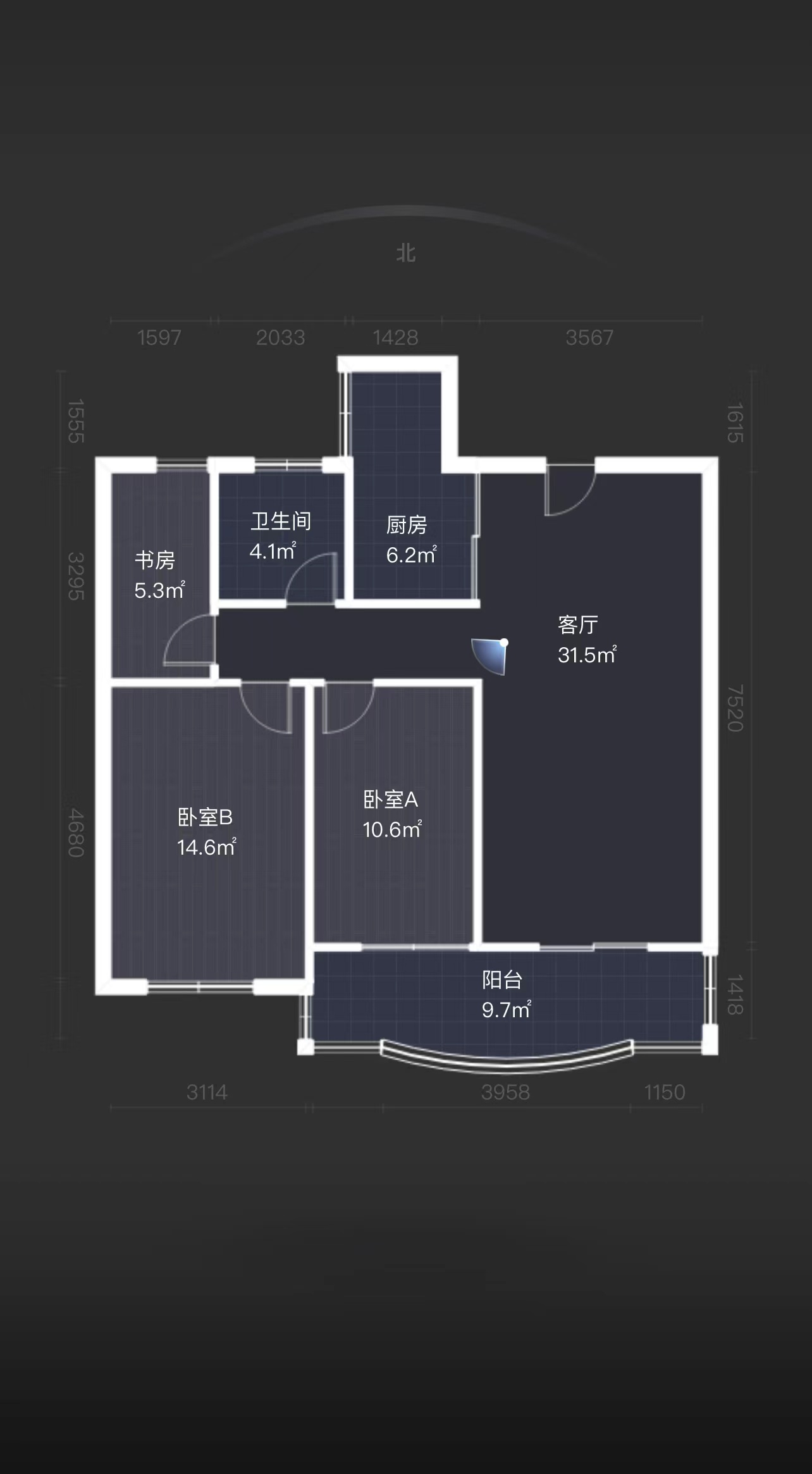 湖滨华庭 2室2厅1卫 95m&sup2;