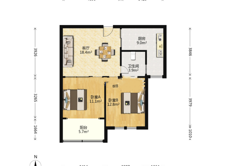 友谊嘉御龙庭 2室1厅1卫 76.50m&sup2;
