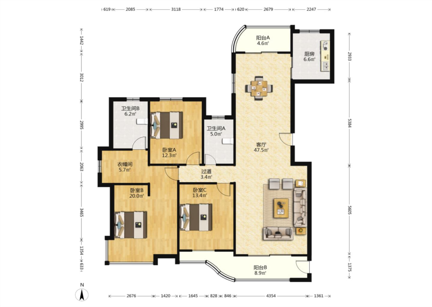 文景嘉苑 3室2厅2卫 166m&sup2;