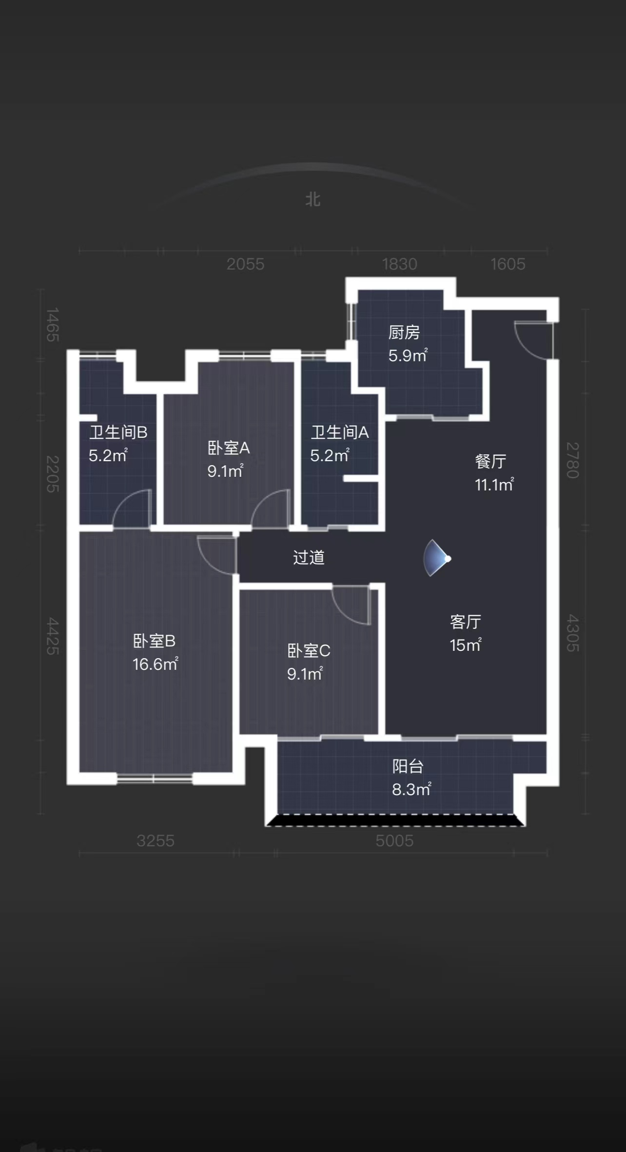 万科时代之光 3室2厅2卫 117m&sup2;