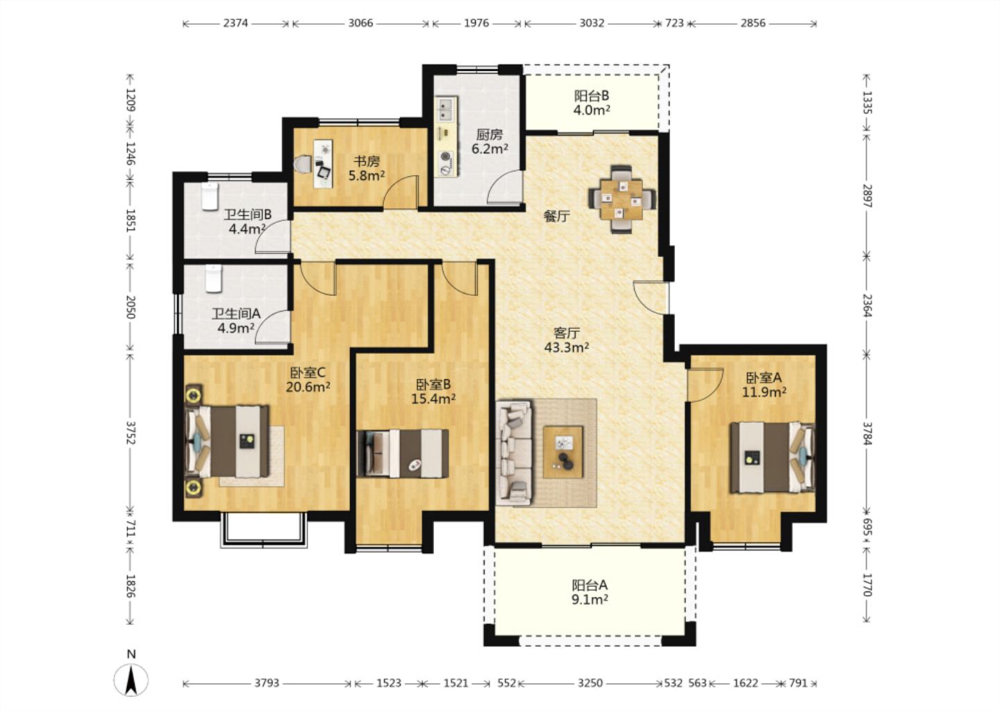 南通1912 4室2厅2卫 156m&sup2;