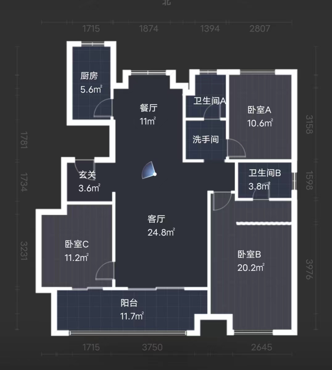 中南万科大都会 3室2厅2卫 125m&sup2;