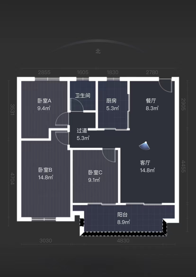 卓越悦宸 3室2厅1卫 95m&sup2;