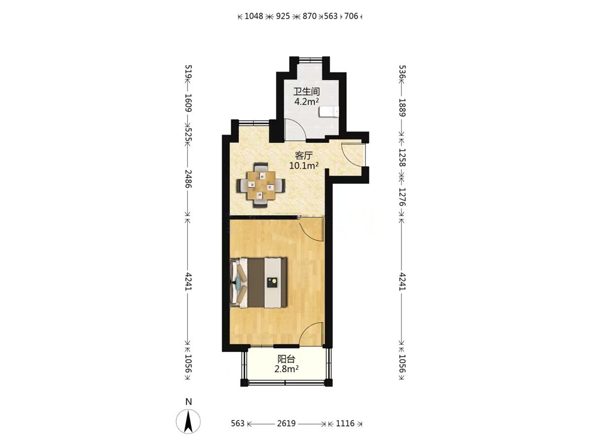 青年路新村 1室1厅1卫 45m&sup2;