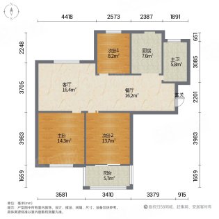 学士府 3室1厅1卫 107m&sup2;